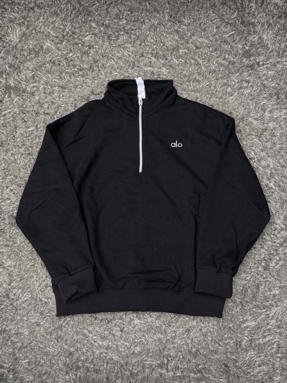 ALO Yoga Men's Black Quarter Zip Pullover Sweatshirt